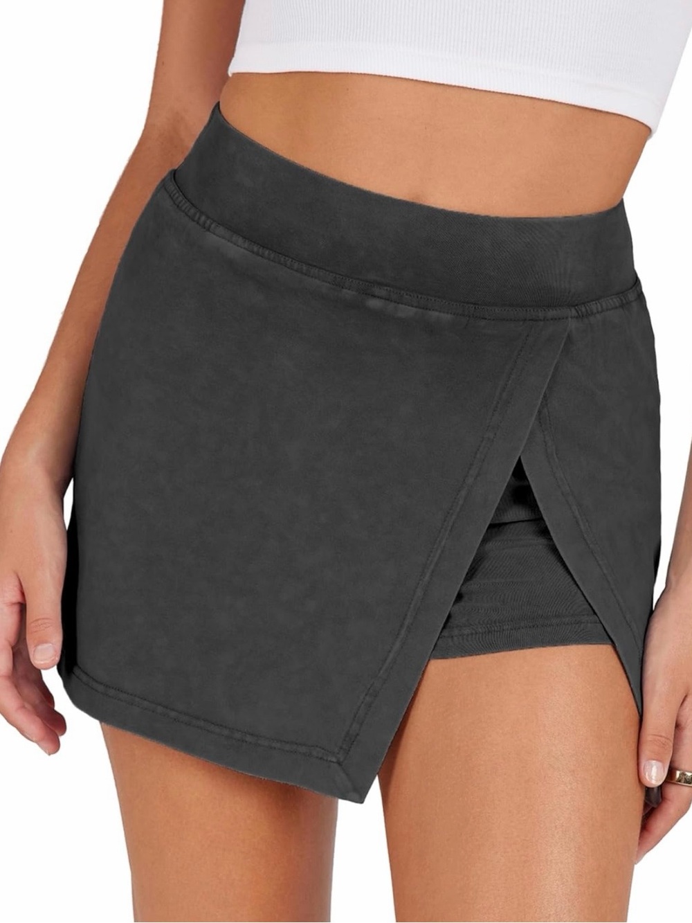 High-Waist Black Mini Skort